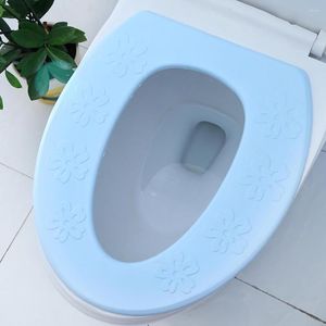 Toalettstol täcker blå grönrosa tre rena färger täcker matta badrum varmare eva vattentät dyna