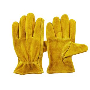 Children's gardening hand protection cow split leather cutting and stab resistant gloves for foreign students