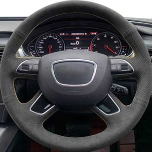 Customized Car Steering Wheel Cover Suede Braid For Audi Q7 2012-2015 Q3 Q5 2013-2016 A4 2014 2015 A6 2014-2016