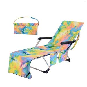 Camas de cadeira Série Ocean Série de praia Toola de microfibra macia com toalha de braço de verão de bolso lateral