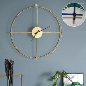Wanduhren im nordischen Stil, runde Metall-Doppelschicht, goldene schwarze Uhr, stille Uhr, modernes Design für Heimdekoration, Büro
