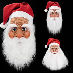 Traje tema festa de natal santa máscara máscara de látex ornamento ao ar livre belo máscaras peruca barba vestido de natal 221202