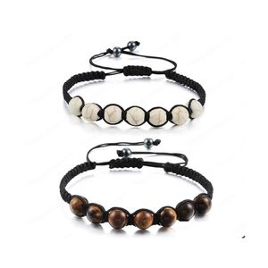 Contas de corda budista tibetana cora de chakra bracelete homem tigre olho stone ajust￡vel para mulheres j￳ias amigas entrega entre entrega de gotas de gotas dh84k