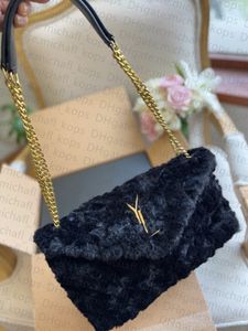 5A Fashion Plush Women Bag Flap Shoulder Bag Large Capacity Metal Buckle Logo Official Original Luxury Designer Brand