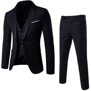 Men's Suits Blazers Fashion Slim Business Casual Clothing Groomsman three piece Suit Jacket Pants Trousers Vest Sets 221202