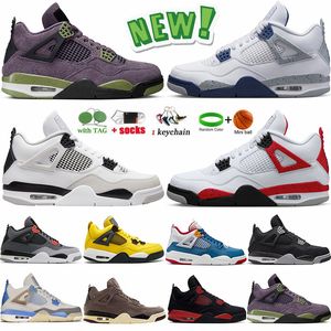 Jumpman 4 Basketball Shoes 4s Military Black Canvas University Red Cement Sail Violet Ore Midnight Navy Tech White Oreo Thunder Blue Mens Womens Sneakers Trainers