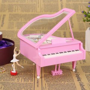 Dekoratif Figürinler Romantik Piyano Model Dans Balerin Müzik Kutusu Saat Müzik Kutuları