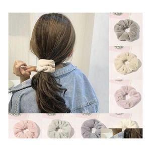 Hair Rubber Bands Winter Fur Scrunchies Furry Elastic Hair Bands For Women Girls Soft Plush Ties Ponytail Holders Rope Accessories D Dhgdo