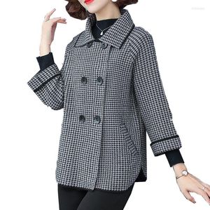 Женские куртки женская шерстяная куртка весна осень 4xl Outwear Houndstooth Mothers Tops 2022