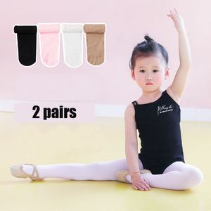 Leggings Collant 2 paia Ragazze Balletto Danza Collant Bambini Sezione sottile Moda Velluto Bambino Solido Nero Bianco Calze per 0 15Y Bambini 221203