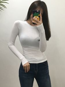 Women's T Shirt T Korean Style Slim T shirts Sexy Tshirts Cotton Long Sleeve Summer Tops Tee Femme Khaki Blue White Black 221202