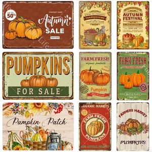 Pumpkin Metal Painting Vintage Poster Tin Sign Plate Merry Christmas Retro Plaque Tinplate Cafe Bar Pub Home Christmas Decor Gift 20cmx30cm Woo