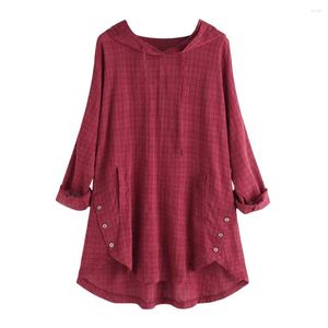 Camicette da donna Camicia da donna Camicetta lunga in lino di cotone con coulisse Manica casual T-shirt ampia M-5XL oversize