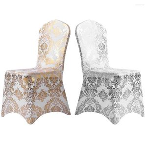 Chair Covers Universal Spandex Cover Gold Silver Printed Chiarcase Wedding Party Decoration Stretch Chaircover For El Banquet Sturdy