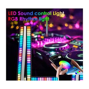 야간 조명 앱 LED 스트립 야간 조명 RGB 사운드 제어 음성 활성화 된 음악 리듬 앰비언트 램프 자동차 가족 파티 OTPEP를위한 픽업 램프