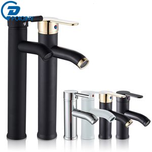 Bathroom Sink Faucets POIQIHY Basin Cold Mixer Tap Black Golden Water Kitchen Faucet Vessel One Hole 221203