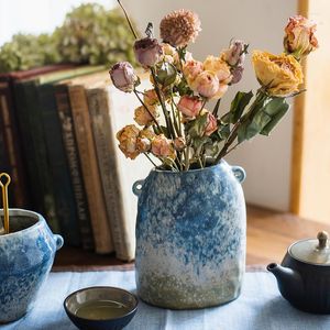 Vases Flying Snow Bottle Kiln Color Glaze Ceramic Vase Flower Flowerpot Decoration Desktop Pen Container Storage Art