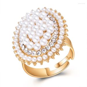 Wedding Rings MINHIN Arrival Gold Silver Color Rngs For Women Simulated Pearl Rhinestone Engagement LuxuryParty Jewelry
