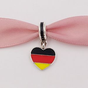 Perline in argento 925 con ciondolo bandiera cuore Germania, adatto per gioielli stile Pandora europeo, bracciali, collane per creazione di gioielli 791545ENMX AnnaJewel
