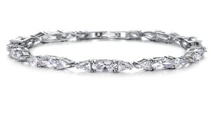 Klasik platin kaplama zirkonya elmas eleman cazibesi tenis bileziği kadınlar için prenses kesim düğün mücevher aksesuarları hediyeler66628047