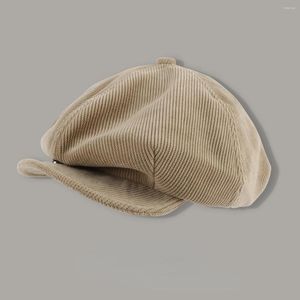 ベレー帽Corduroy SolidSboy Cap Women Short Brim Baker Cap