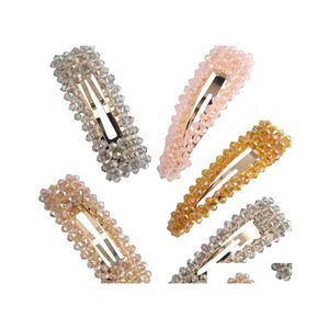 Hårklipp Barrettes Girl Crystal Hair Pins Fashion Women Sidan Grips Hairs Jewelry Party Children Princess Accessories Barrettes D DHYQJ