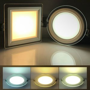 Wholesale LED Panel Downlight Square Round Glass Panel Lights 3 colors CCT 6W 12W 18W 24W High Brightness Ceiling Recessed Lamps For Home AC85-265V