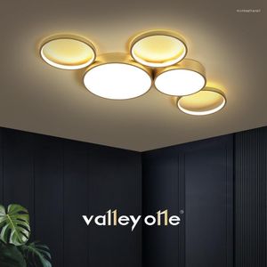 Lâmpadas pendentes iluminação moderna de lustre LED para sala de estar com o quarto da sala de cozinha caseira moda de decoração de decoração de círculo de ouro escurecimento de teto