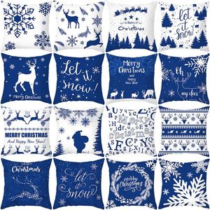 Case Case 2022 Christmas Blue Cushion Cushion Cover Top Modern Nordic Decor Decor