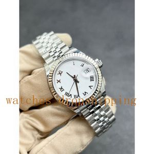 Stilvolle Damenuhr als Geschenk, 31 mm, Datejust, weißes römisches Digitalzifferblatt, Edelstahl, beständig, silberne Jubilee-Automatik, mechanisch, Saphirglas, Sportuhren