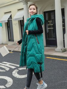 Damenwesten Winter Lange Weste Damen Feste Kapuzentaschen Reißverschluss Gepolsterte Damen Lässige ärmellose Jacke Warme Steppweste für Damen csa 221202