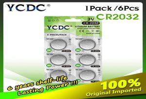 6st YCDC Original Litium Battery CR2032 V Button Cell Coin Batterier för Watch Computer Remote Control CR DL2032 LC1574735