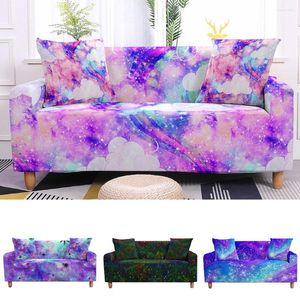 Stol täcker Galaxy Starry Sky Stretch Sofa Cover för vardagsrumssektions soffa Elastisk fåtölj slipcovers Loveseat 1/2/3/4 -sits