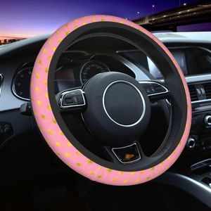 Tampa do volante Tampa de ouro e rosa Flamingos Tampa de padrão para mulheres Protetor Universal 14,5-15 polegadas Acessórios para carros