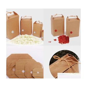 Sacos de embalagem Saco de papel de arroz Embalagem de chá Papelão Casamentos Sacos Kraft Armazenamento de alimentos Embalagem em pé 249 J2 Drop Delivery Office Sc Dh2Mt