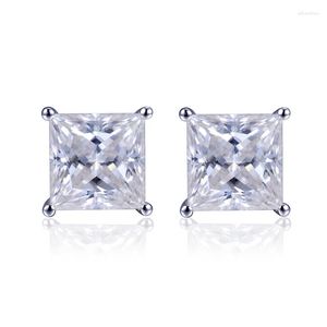 Stud Earrings 18K Gold Main Stone 9.0x9.0mm Radiant Cut Quality Moissanite Without Back