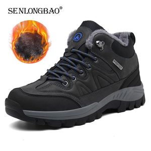 Boots Brand Winter Men's Warm Snow High Quality Leather Waterproof Sneakers Outdoor Hiking Work Shoes 221203