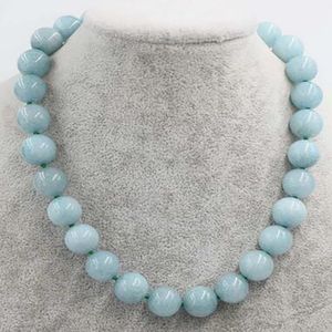 ligtht blue jade round 12mm necklace 17inch wholesale beads woman