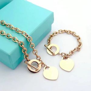 brand letter-t classic heart Necklace Bracelet 18k gold 925 silvery Designer Jewelry for women mens tennis chain Necklaces Bracelets 316L Stainless Steel