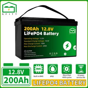 12V 200AH LIFEPO4 Batteripaket Inbyggt BMS 12.8V 2560WH SOLAR Energy Storage System för RV Boat Golf-Cart EU US Tax Exemption