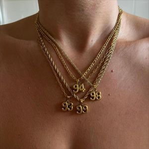 Cara de aço inoxidável 90s Angel Number Colar para mulheres 90 a 99 colares de nascimento Chain Chain Chain Vintage Jewelry Birthday Gift