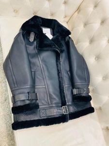 Women's Leather Top Quality Genuine Biker Jacket Thick Warm 2022 Winter Coat For Women Fashion Zipper Merino Sheep Fur Coats