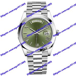 Zegarek wysokiej jakości męskiej 2813 Automatyczne maszyny 228206 Watch 40 mm Olive Green Dial Rome MARK 228238 Srebrny zegarki ze stali ze stali nierogni
