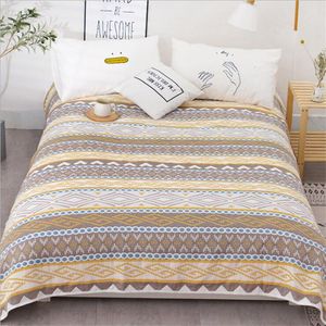 Blanket Luxury Multi Purpose Soft 6 Layer Gauze Cotton Bedspread Sofa Bed Jacquard King Queen Single Double Bedroom Coverlet 221203