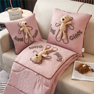 Cushion Decorative Pillow Cotton Dolls Blanket and 2 In 1 Travel Quilt Home Office Car Cushion s Cute Cartoon Throw Pilow 221203