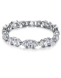 Klasik platin kaplama zirkonya elmas eleman cazibesi tenis bileziği kadınlar için prenses kesim düğün mücevher aksesuarları hediyesi