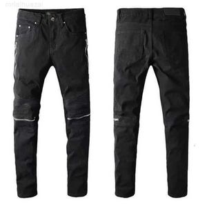 Herrenjeans 2022 Designer Herrenjeans Hip-Hop Mode Reißverschluss Lochwaschung Jean Hosen Retro zerrissene Faltnähte Männer Design Motorradfahren Cool Slim Pantfg54