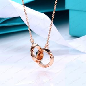 NEW Luxury Roman numeral necklace female stainless steel couple diamond pendant designer neck jewelry Christmas gift wholesale with box