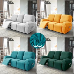 Chair Covers 1 2 3 Seater Velvet Recliner Sofa Cover Elastic Split All-inclusive Slipcovers Lounge Armchair With Side Pocket