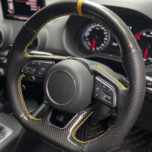 Customized Car Steering Wheel Cover Non-Slip Carbon Fiber Braid For Audi Sportback Q2 A3 A4 Avant A5 A1